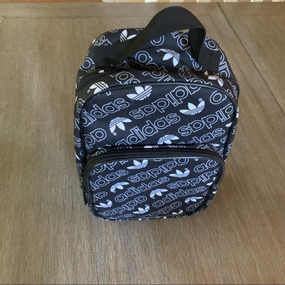 Adidas monogram black and white insulated school lunch bag